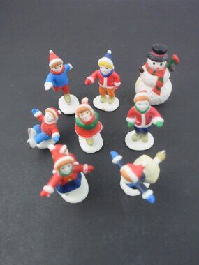 Lot of 8 Christmas/Holiday Village Figurines, Vintage Christmas Village Pieces